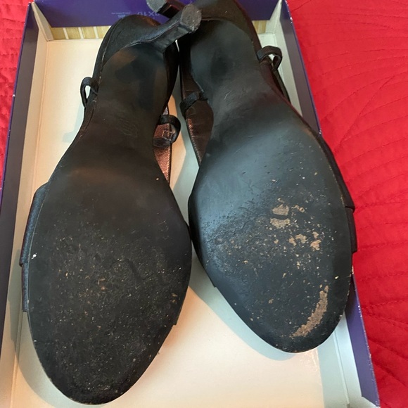 Black Satin 4 inch Heels. - Picture 5 of 5